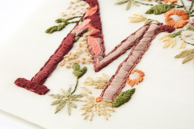 haftowane inicjały na materiale